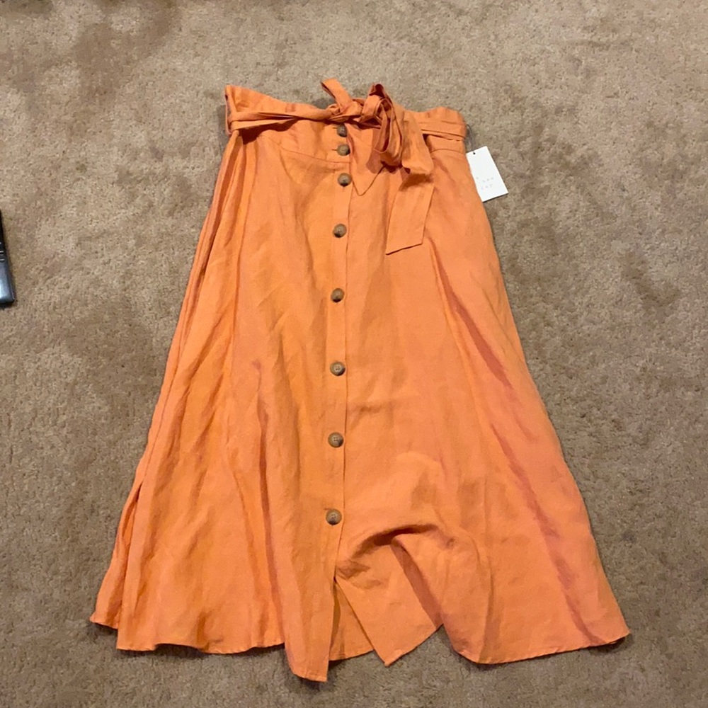 Orange button down skirt